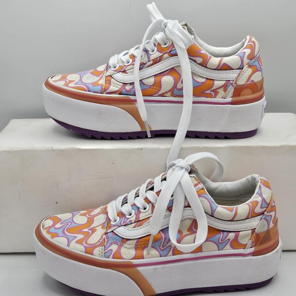 Vans Platform Sneakers in White, Orange, Purple, Pink